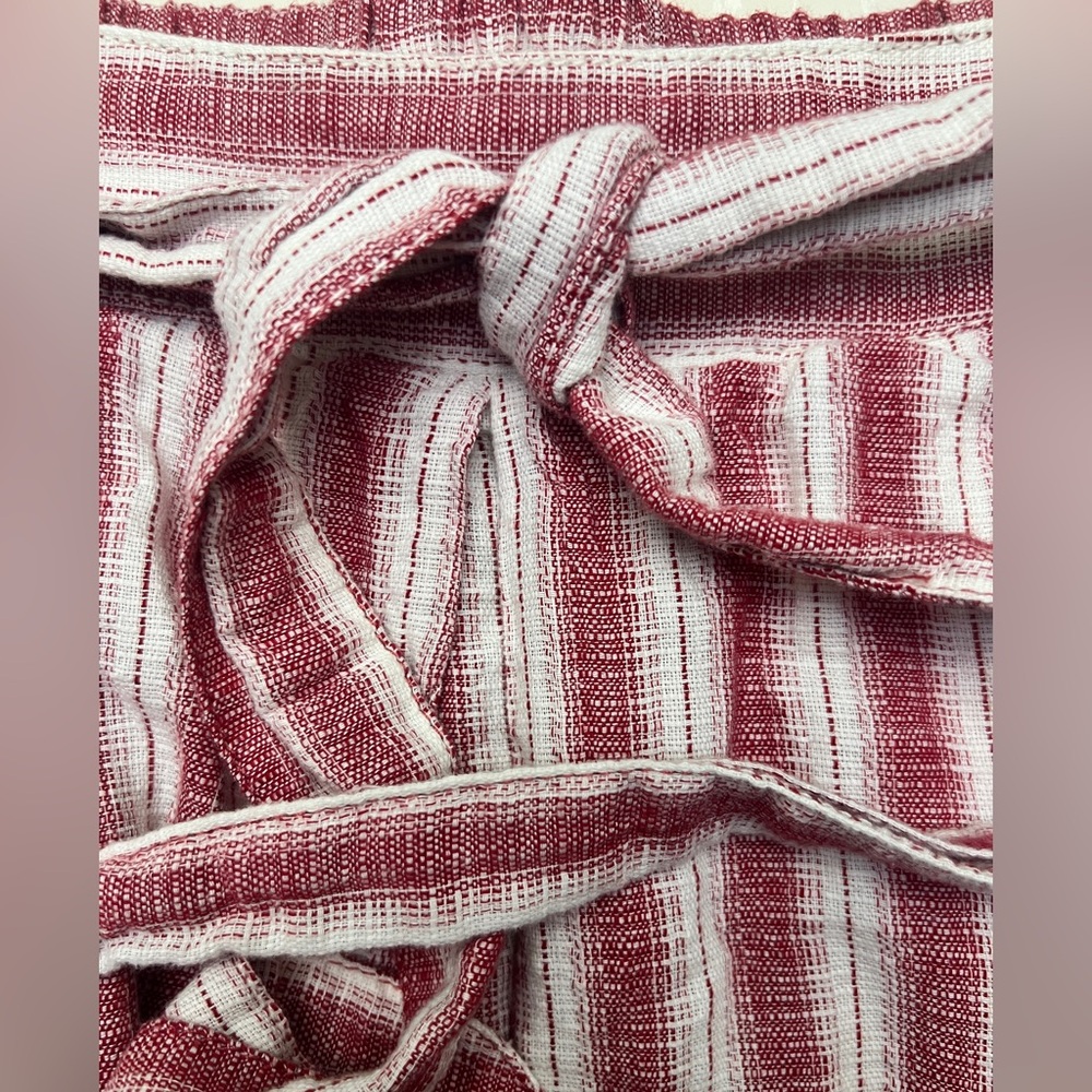 Max Studio High Low Midi Skirt Striped Cream/Red Cotton Women's Size Large - tie - Picture 6 of 10